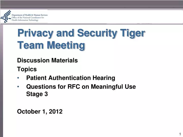 privacy and security tiger team meeting