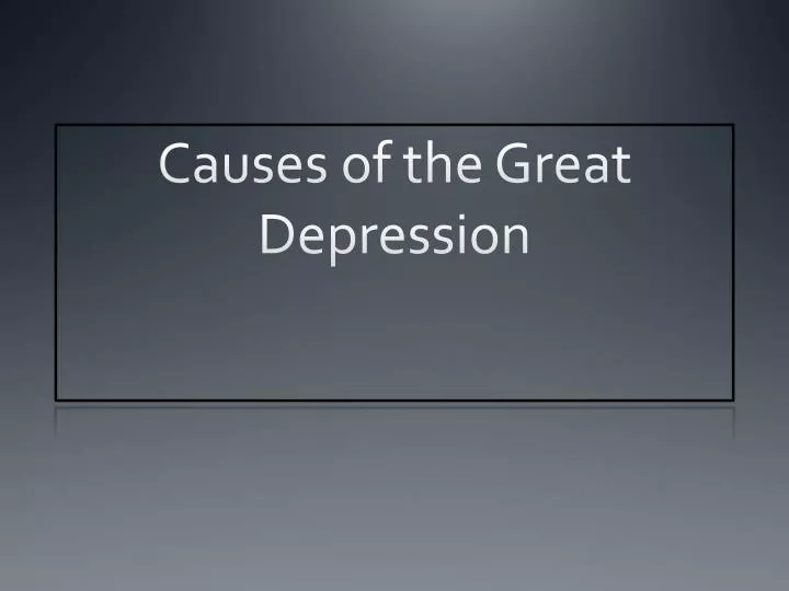 causes of the great depression