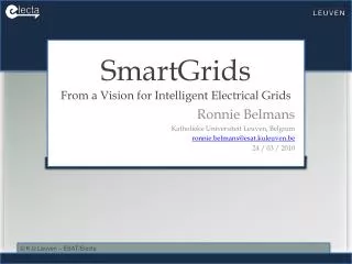 SmartGrids From a Vision for Intelligent Electrical Grids