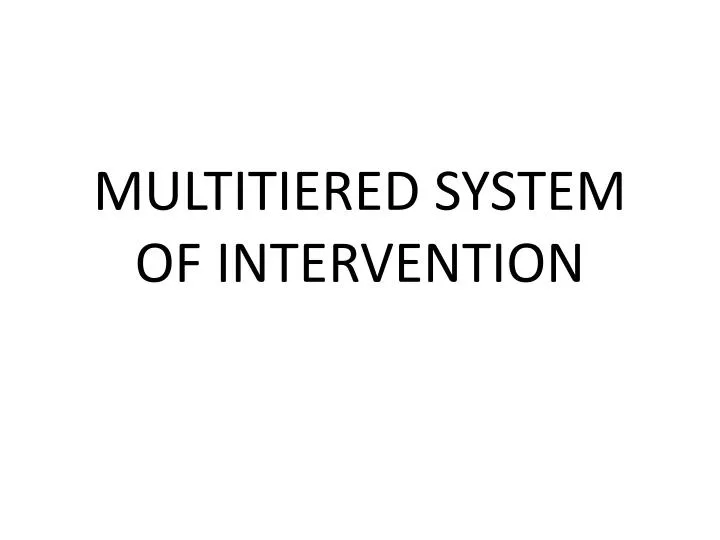 multitiered system of intervention