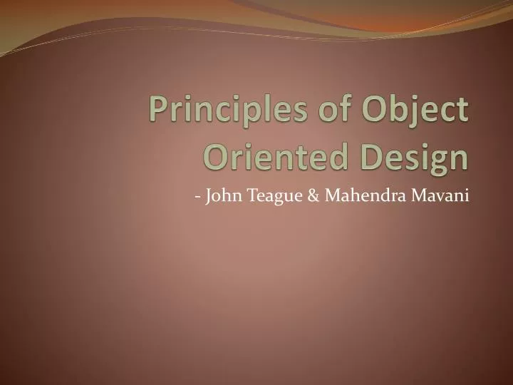 principles of object oriented design