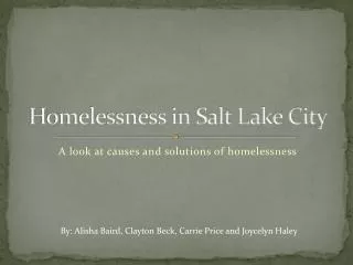 Homelessness in Salt Lake City