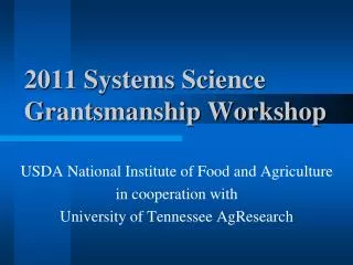 2011 systems science grantsmanship workshop