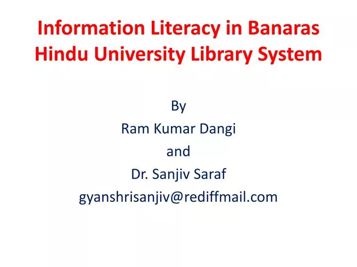 information literacy in banaras hindu university library system
