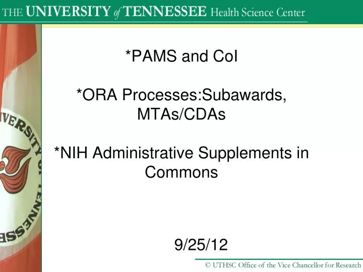 pams and coi ora processes subawards mtas cdas nih administrative supplements in commons
