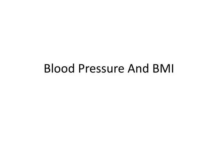 blood pressure and bmi