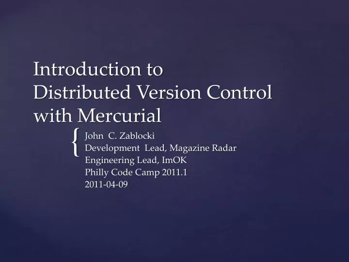 introduction to distributed version control with mercurial