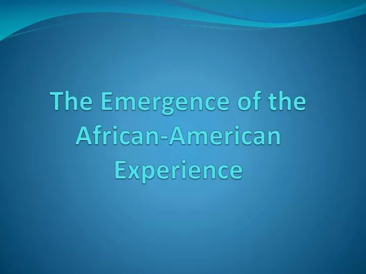 the emergence of the african american experience