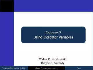 Chapter 7 Using Indicator Variables
