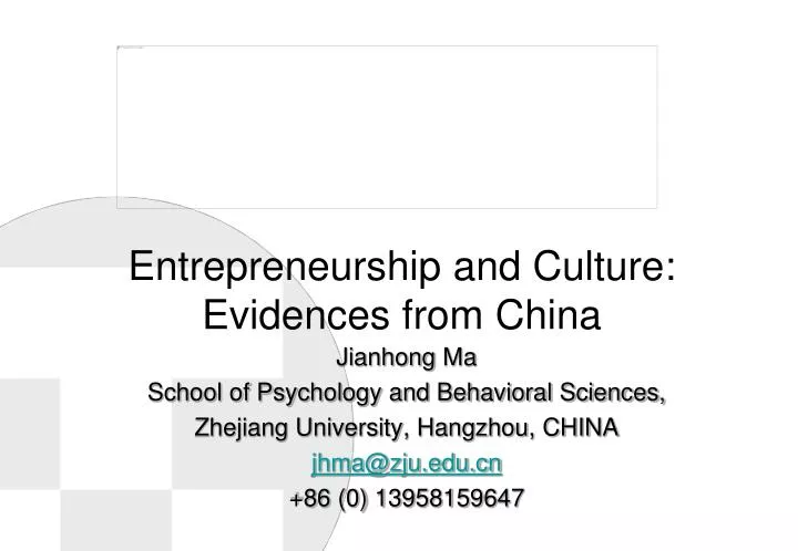 entrepreneurship and culture evidences from china