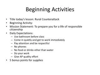 Beginning Activities