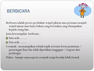 PPT - KETERAMPILAN BERBICARA DAN PEMBELAJARANNYA PowerPoint ...