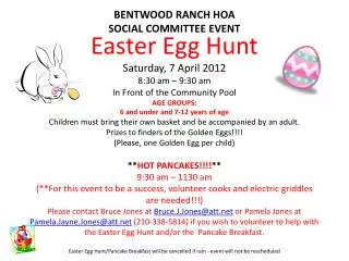BENTWOOD RANCH HOA SOCIAL COMMITTEE EVENT