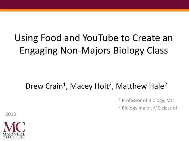 using food and youtube to create an engaging non majors biology class