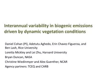 Interannual variability in biogenic emissions driven by dynamic vegetation conditions