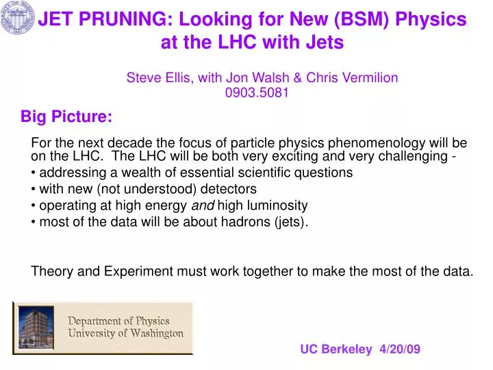 jet pruning looking for new bsm physics at the lhc with jets