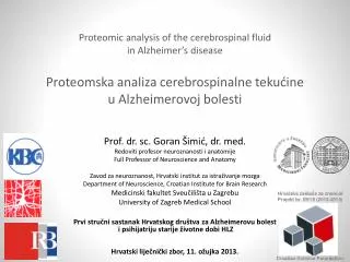Prof. dr. sc. Goran Šimić, dr. med. Redoviti profesor neuroznanosti i anatomije