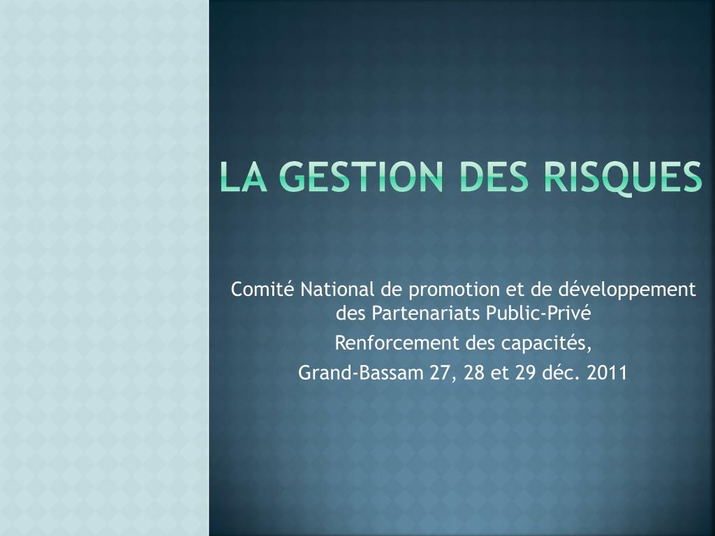 PPT - LA GESTION DES RISQUES PowerPoint Presentation, free download ...