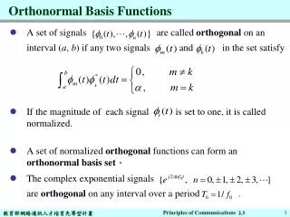 Orthonormal Basis Functions