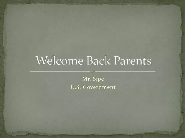 welcome back parents