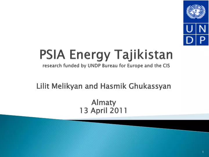 psia energy tajikistan research funded by undp bureau for europe and the cis