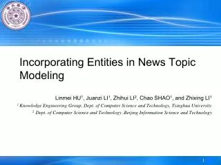 Incorporating Entities in News Topic Modeling
