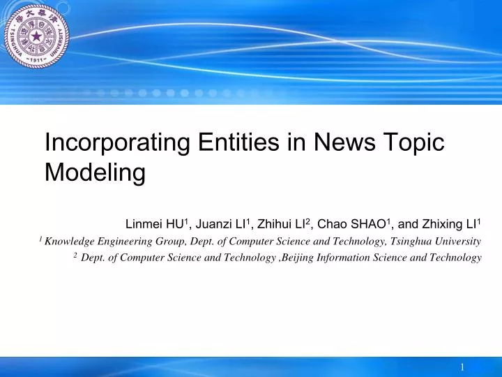 incorporating entities in news topic modeling