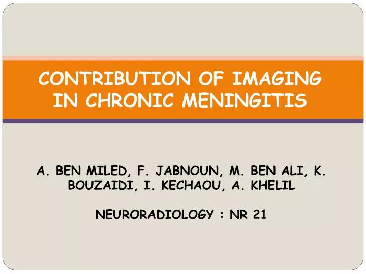 contribution of imaging in chronic meningitis