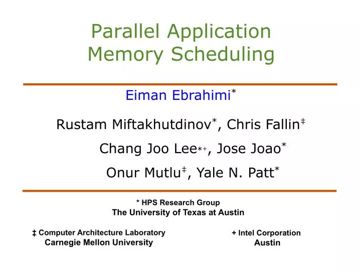 parallel application memory scheduling
