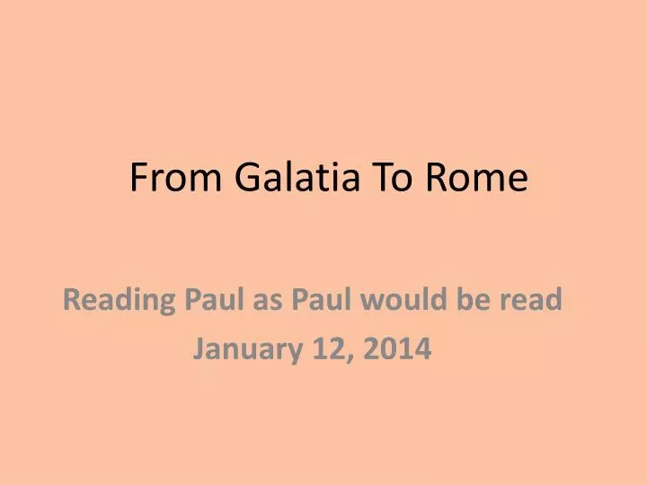 from galatia to rome