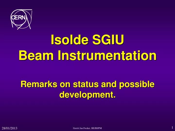 isolde sgiu beam instrumentation remarks on status and possible development