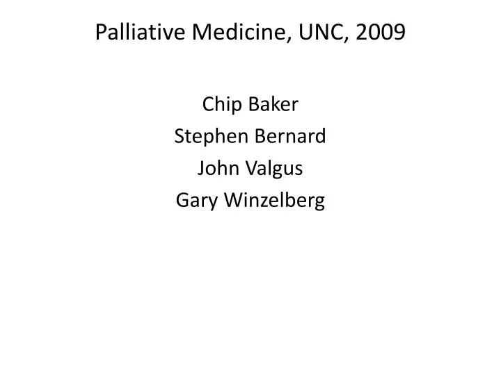 palliative medicine unc 2009