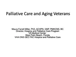Palliative Care and Aging Veterans