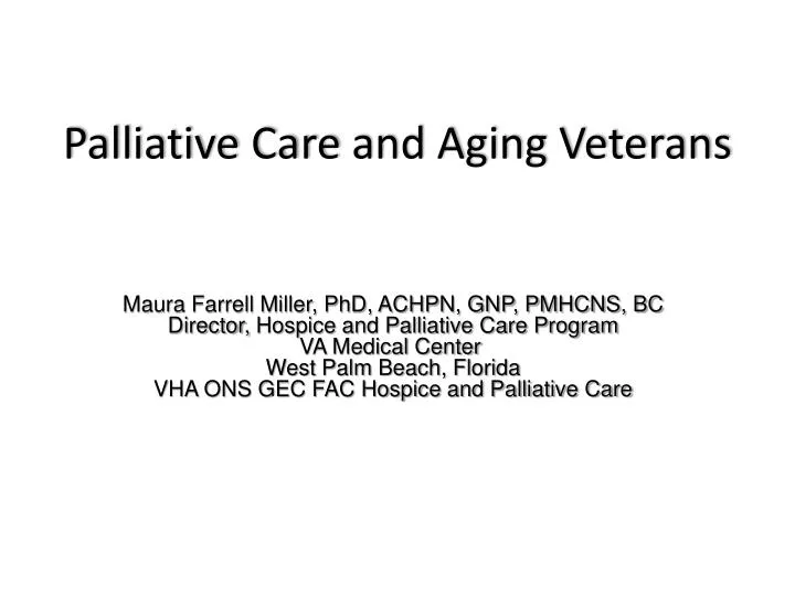 palliative care and aging veterans