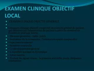 examen clinique objectif local