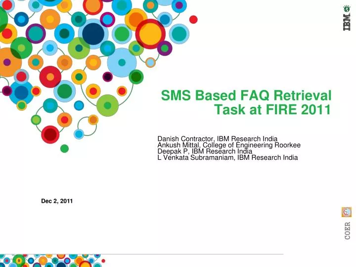 sms based faq retrieval task at fire 2011