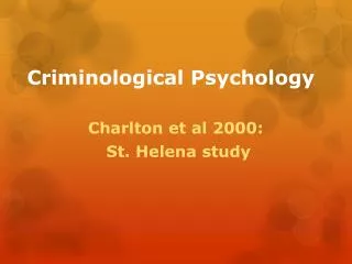 Criminological Psychology