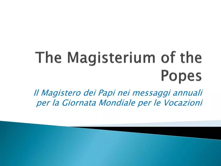 the magisterium of the popes