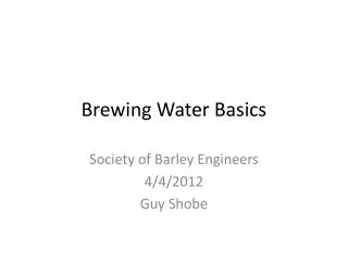 Brewing Water Basics