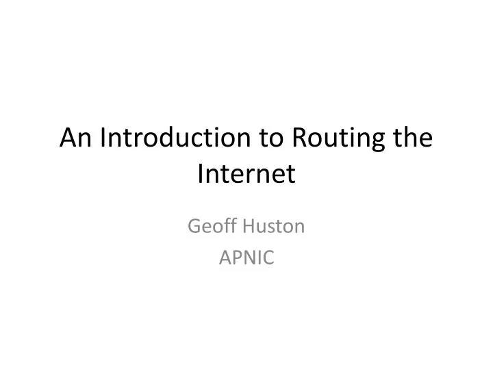 an introduction to routing the internet