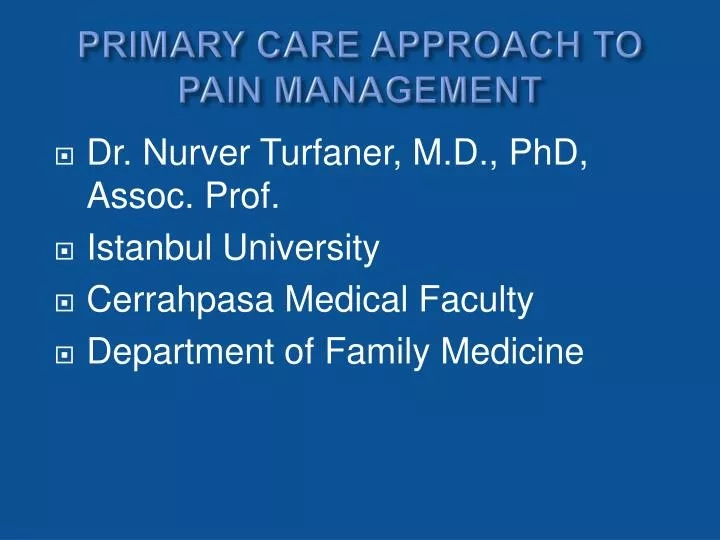 primary care approach to pain management