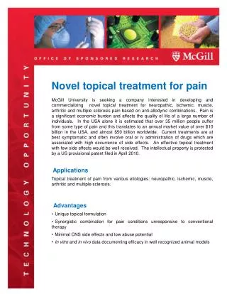 Novel topical treatment for pain