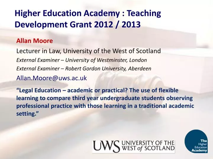 higher education academy teaching development grant 2012 2013