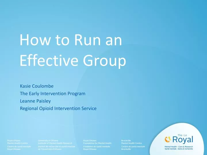 how to run an effective group