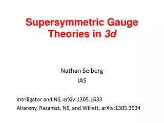 Supersymmetric Gauge Theories in 3d