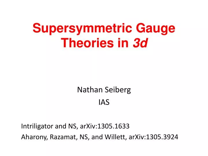 supersymmetric gauge theories in 3d