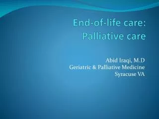 End-of-life care: Palliative care