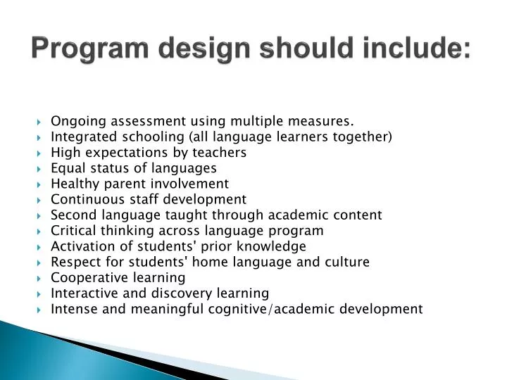 program design should include