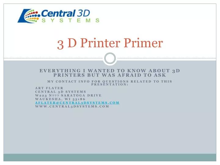 3 d printer primer
