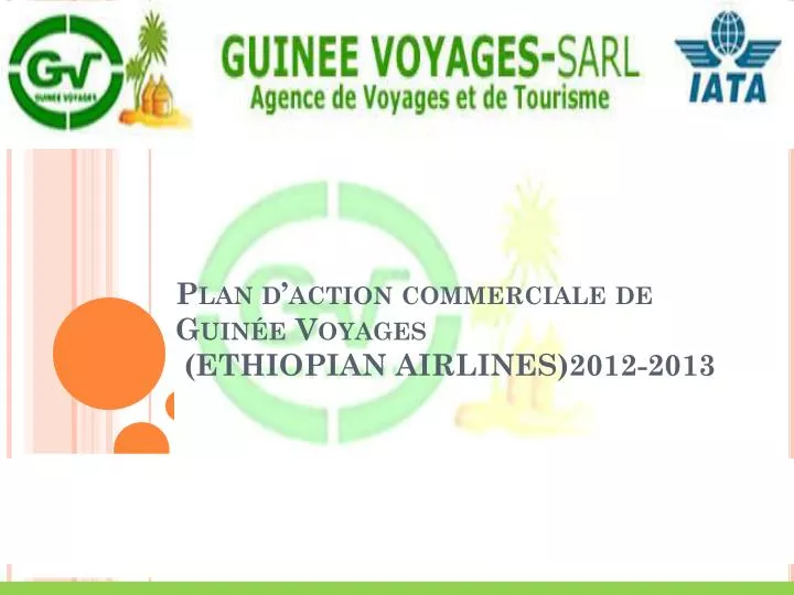 plan d action commerciale de guin e voyages ethiopian airlines 2012 2013